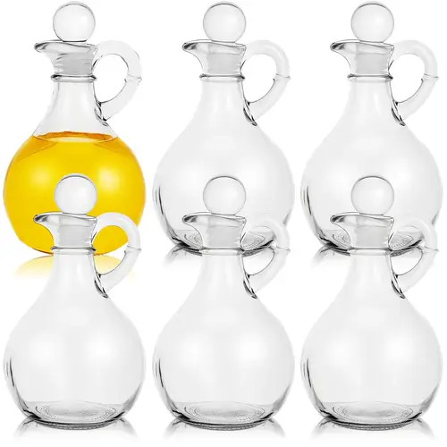 6 sets glass oil bottle with spout olive oil dispenser cruet bottle with stopper vinegar dispenser set cruet bottle pourer stopper pot for syrup olive oil salad water elegant style father gift