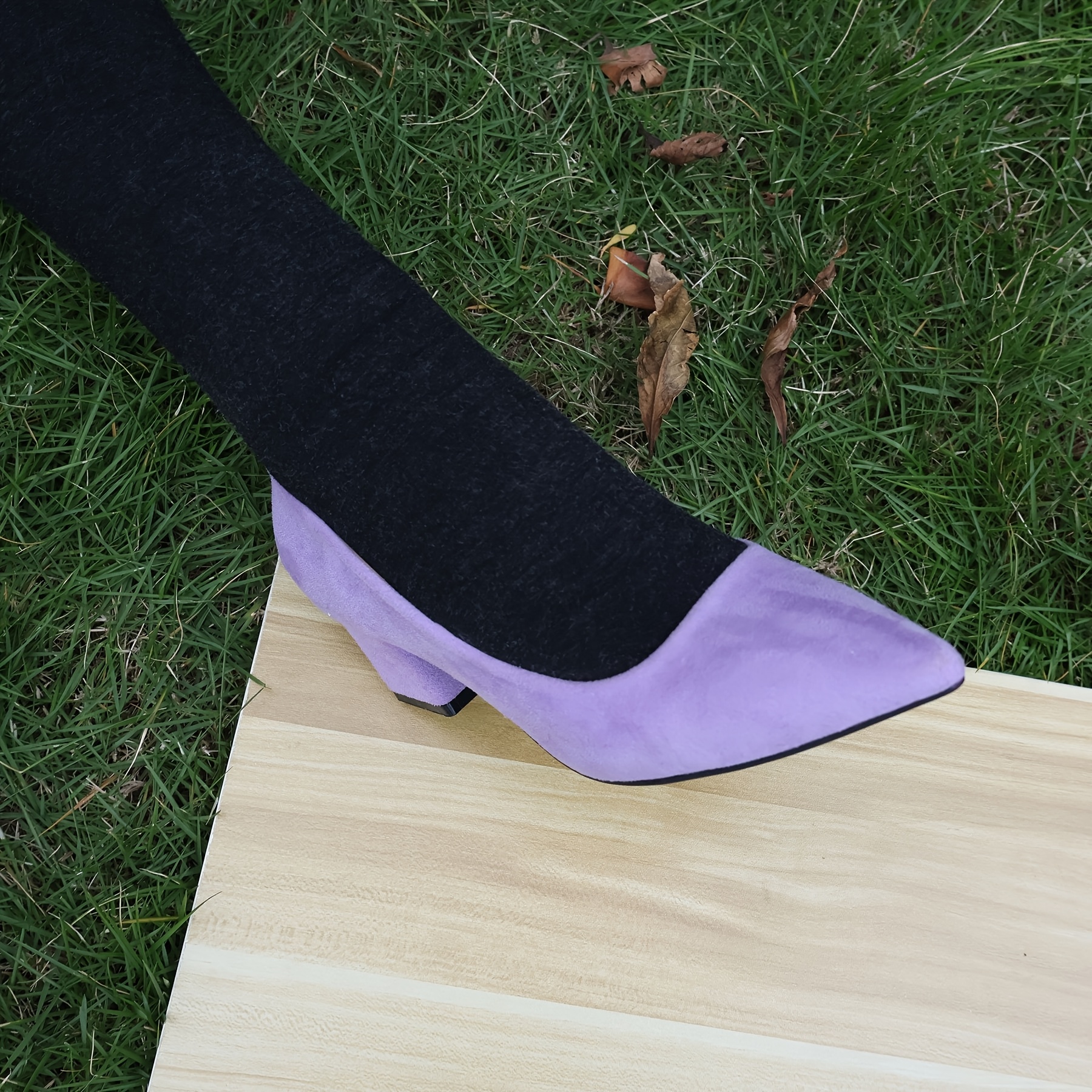 lilac low block heel womens dress shoes 2 inches comfortable - Temu