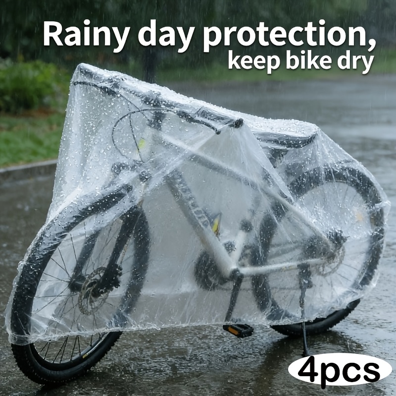 TEMU Lot de 4 housses de vélo robustes en PVC pour vélos de route, VTT, vélos d'appartement et trottinettes - avec élastiques, pour rangement