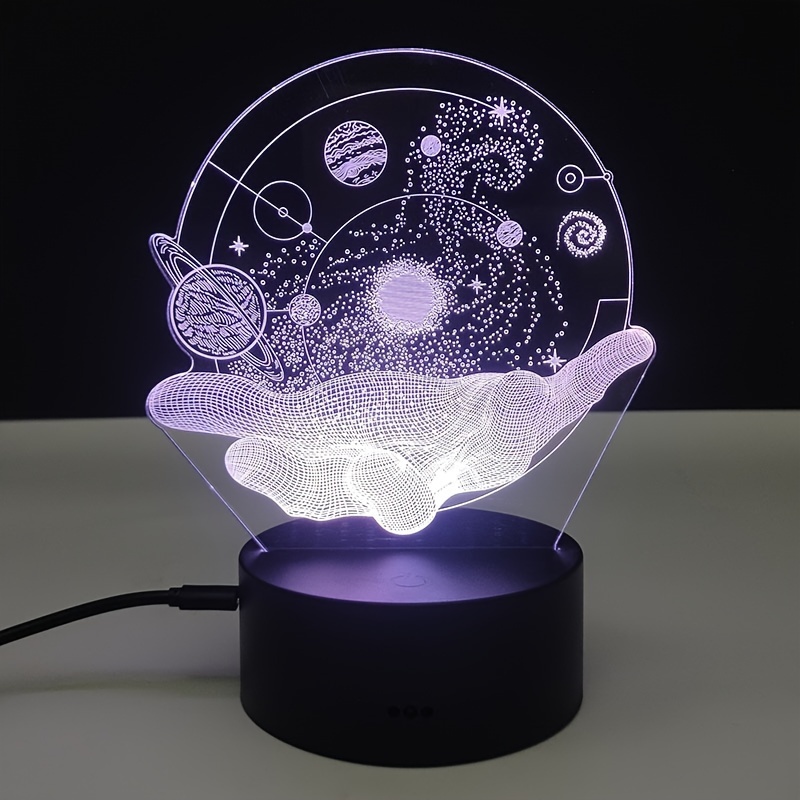 

1pc 3d Night Light Black Base, Cosmic Planet Shaped Usb Light, Decorated Bedroom, Graduation Gift, Birthday Gift, Valentine's Day Gift