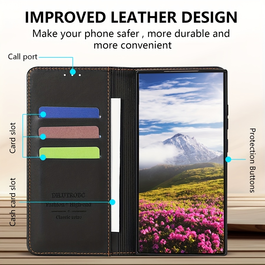 Husă pentru telefon: Portofel cu slot pentru carduri, suport magnetic, flip din piele artificială de înaltă calitate pentru for Galaxy S25 Ultra, S25 Plus, S25, A06, A16, A26, A36, A56, husă de protecție rezistentă la șocuri, portofel pentru carduri, design business