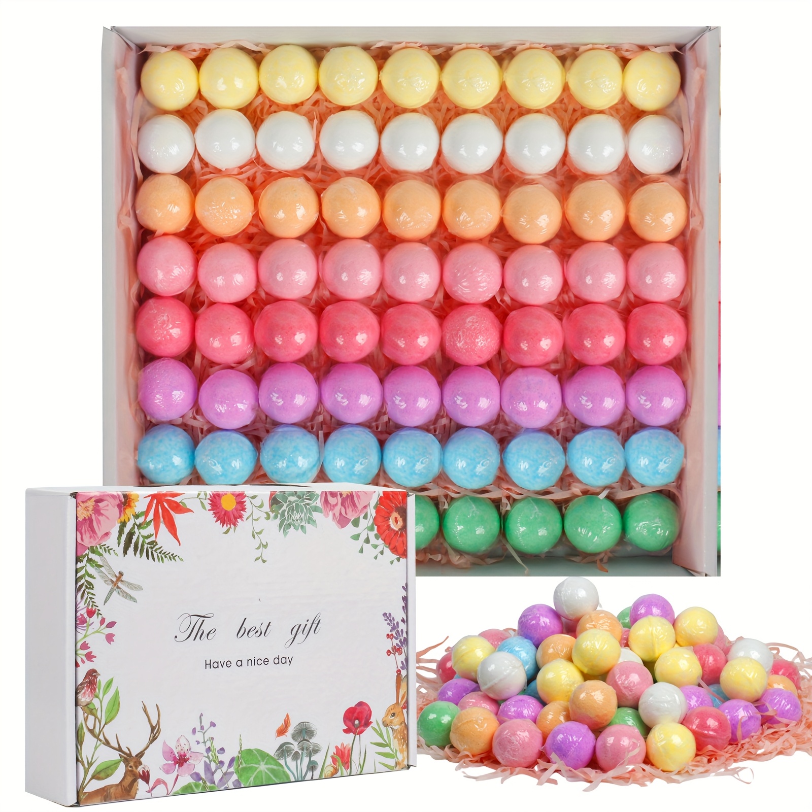 Image of Gift Set For Women, 72pcs Handmade Bubble Bath Fizzes Rich In Essential Oils, Perfect For Wife, Girlfriend, Sisters On Birthday, Christmas, Anniversary, Valentine's Day