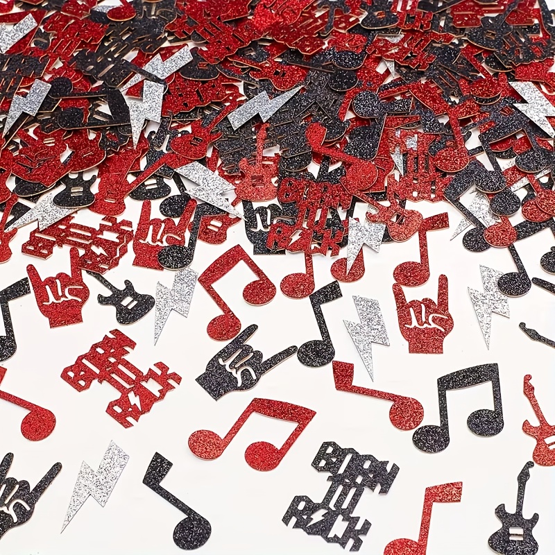 TEMU 200 piezas de decoraciones para de rock, aptas para , despedidas de soltera y Bar Mitzvah - Esparcido de mesa de rock con recortes de y guitarra