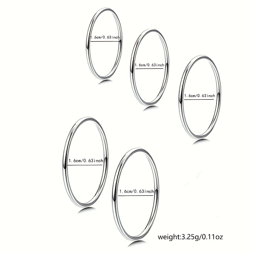 5pcs Minimalist Stainless Steel Stacked Ring Set