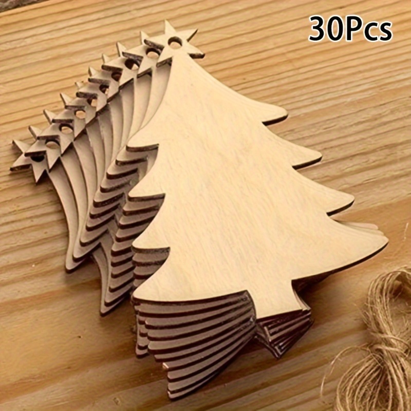 

30pcs Wooden Christmas Tree Ornaments - Diy Wooden Crafts For Snowman Decoration, Decor, Unique Gift Ideas - For Christmas, Halloween, Easter, , 's Day, Weddings - No Needed, Featherless, Hanging