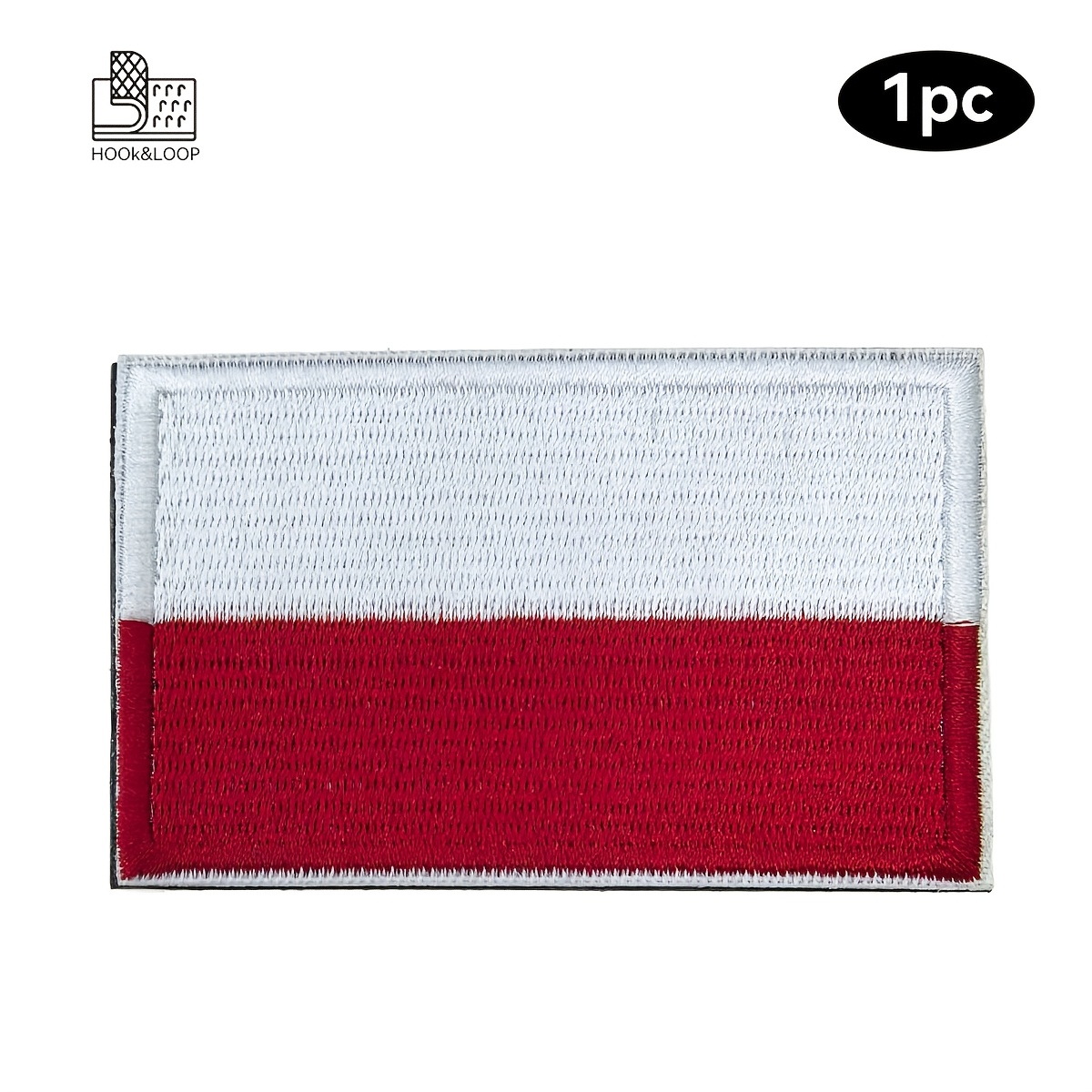 

1pc Poland Flag Embroidered Patch With Hook & Loop - Morale Badge For Backpacks, Clothing & Armbands