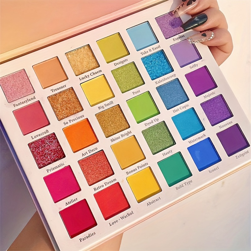 30 color rainbow candy eyeshadow neon multicolor stage makeup artist eyeshadow palette with pearlescent matte and shimmering glitter finish for cosplay makeup for music festival details 4