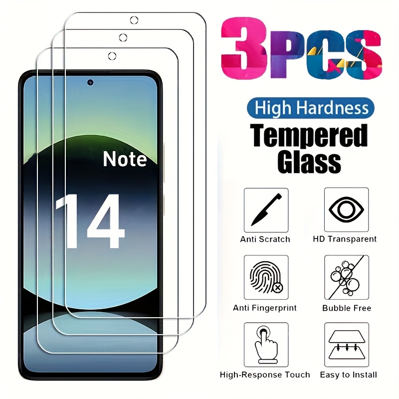 E-shop 3 Stück Gehärtetes Glas Display-Schutzfolie für Xiaomi Redmi Note 14, HD Klar, Hohe , Kratzfest, Splitterfest, Glänzende Oberfläche, Blasenfreie
