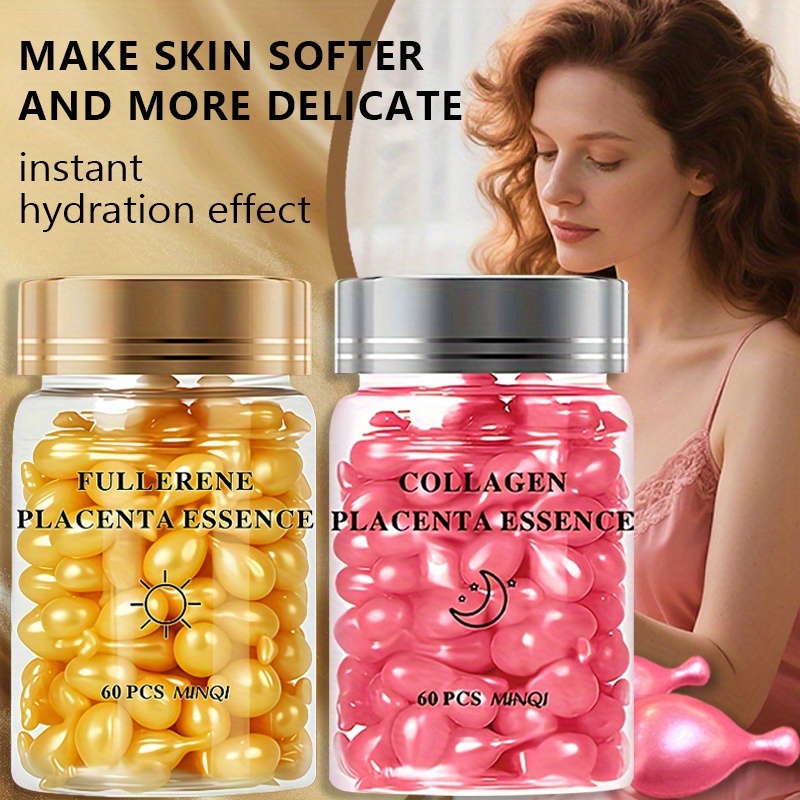 2 pack 120 capsules day night fullerene   essence collagen essence capsule set brightens nourishes light beige leaves light beige light beige looking smoother and   Product details 2