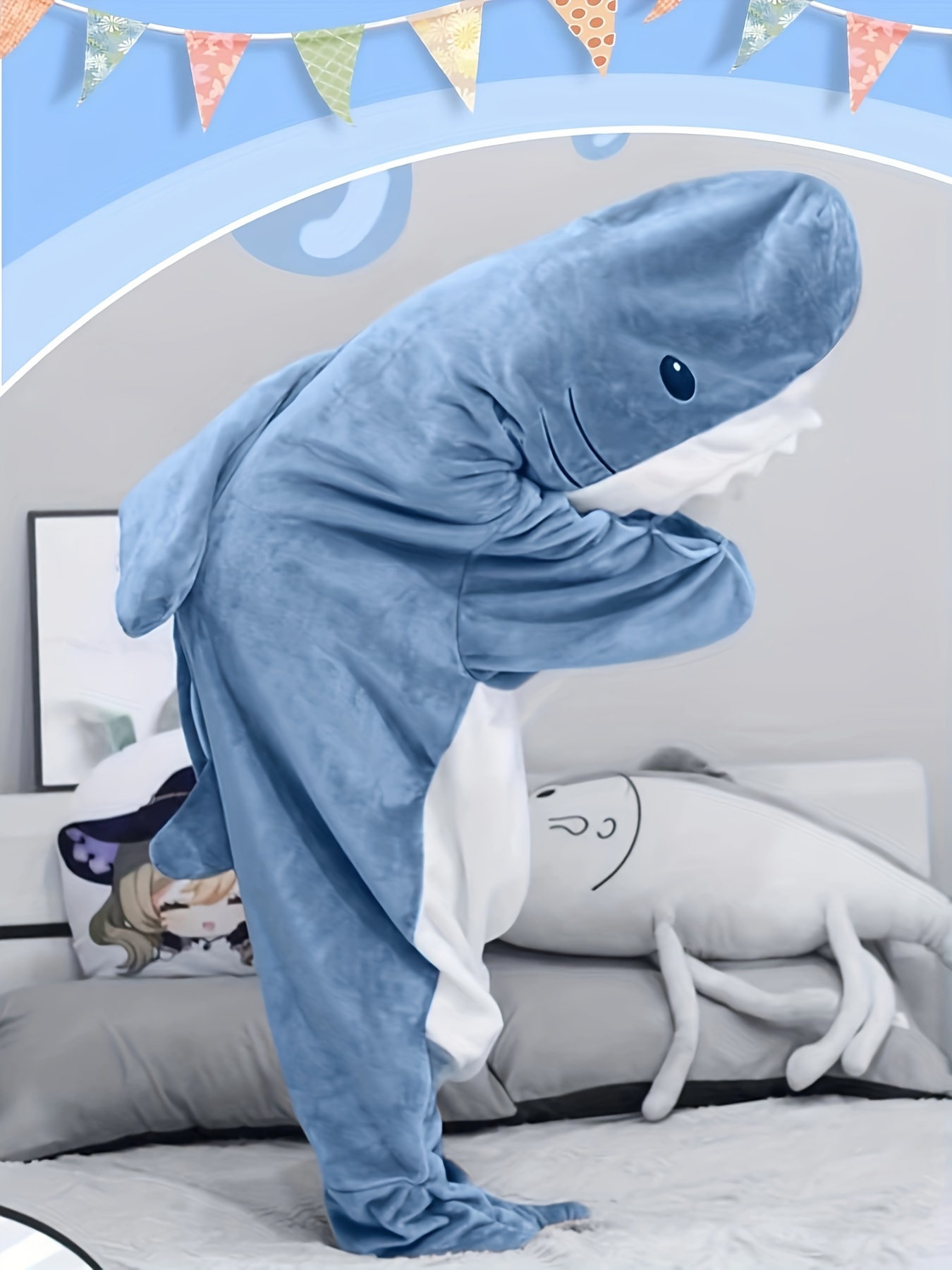 Shark Blanket Hoodie Onesie Adult Wearable Shark Blanket Shark Sleeping Bag  Soft Cozy Shark Onesie Costume
