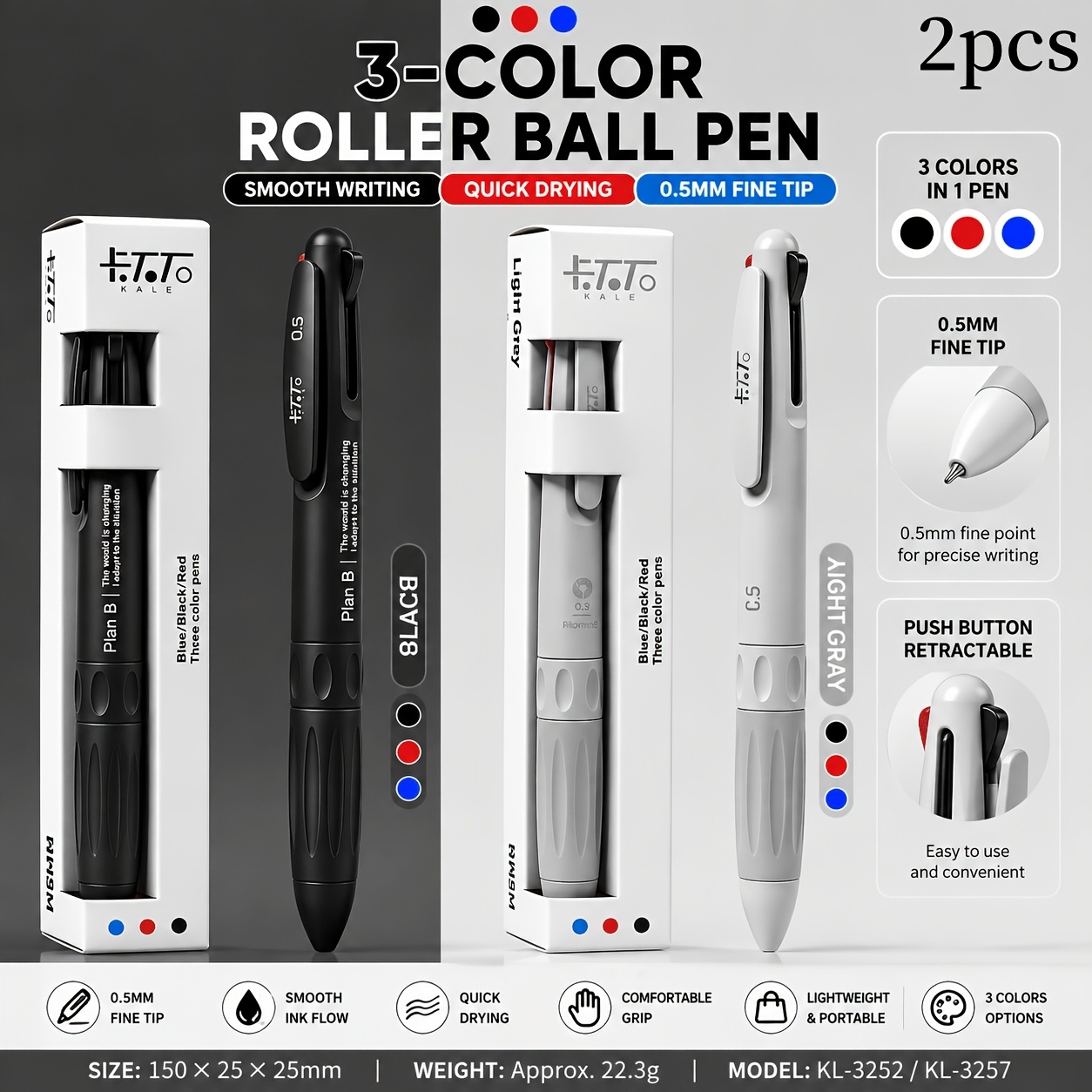 TEMU Set minimalista de 2 piezas en , punta de 0.7 mm, de tinta, papelería para pintar, material escolar, , material de oficina y escolar, regalo de