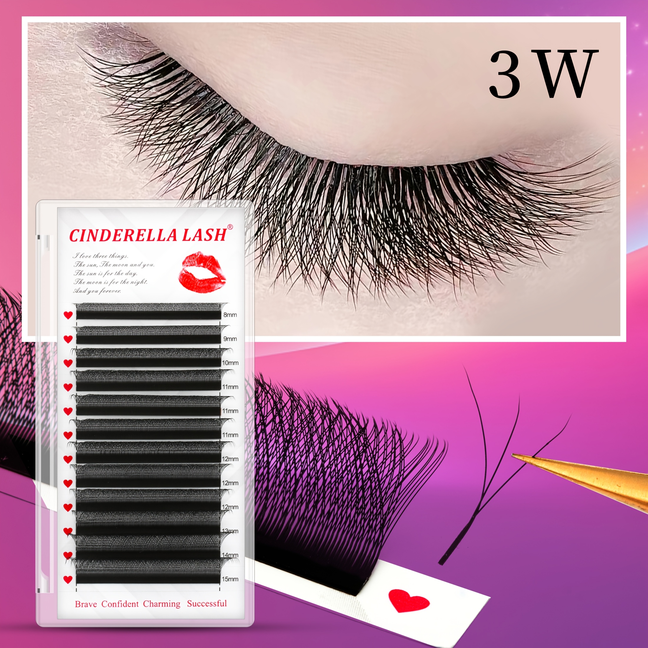 

3w Eyelash Extension 3d Volume Premade Fan 0.07mm C/d 8-15mm Mix Mink Cluster Easy Fanning Eye Lashes