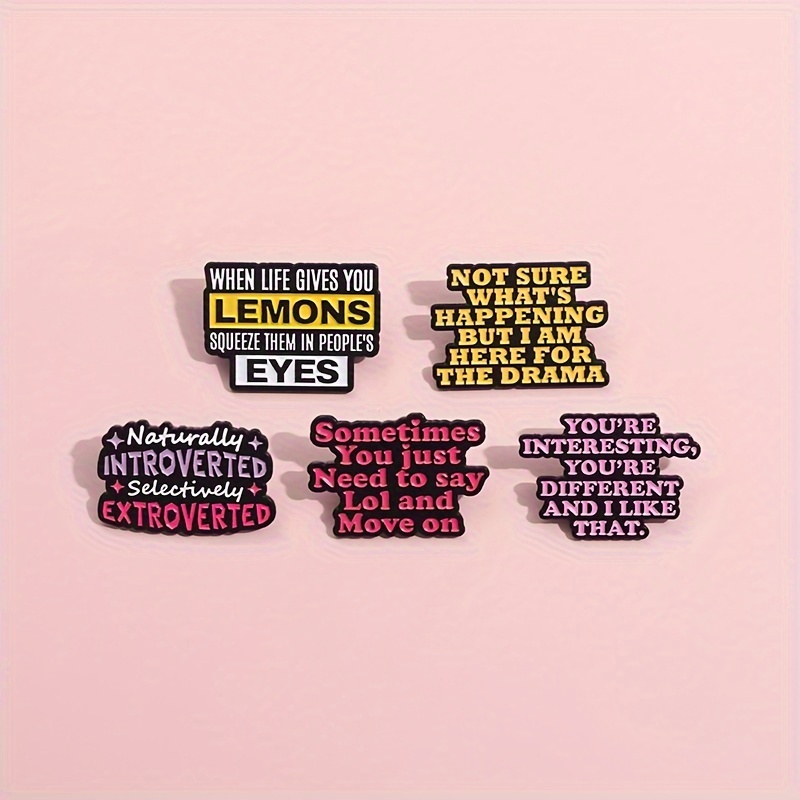 

Zinc Alloy Brooch Set 1-5pcs, English Phrases, Versatile , Unique Gift Pins For Clothing Accessories