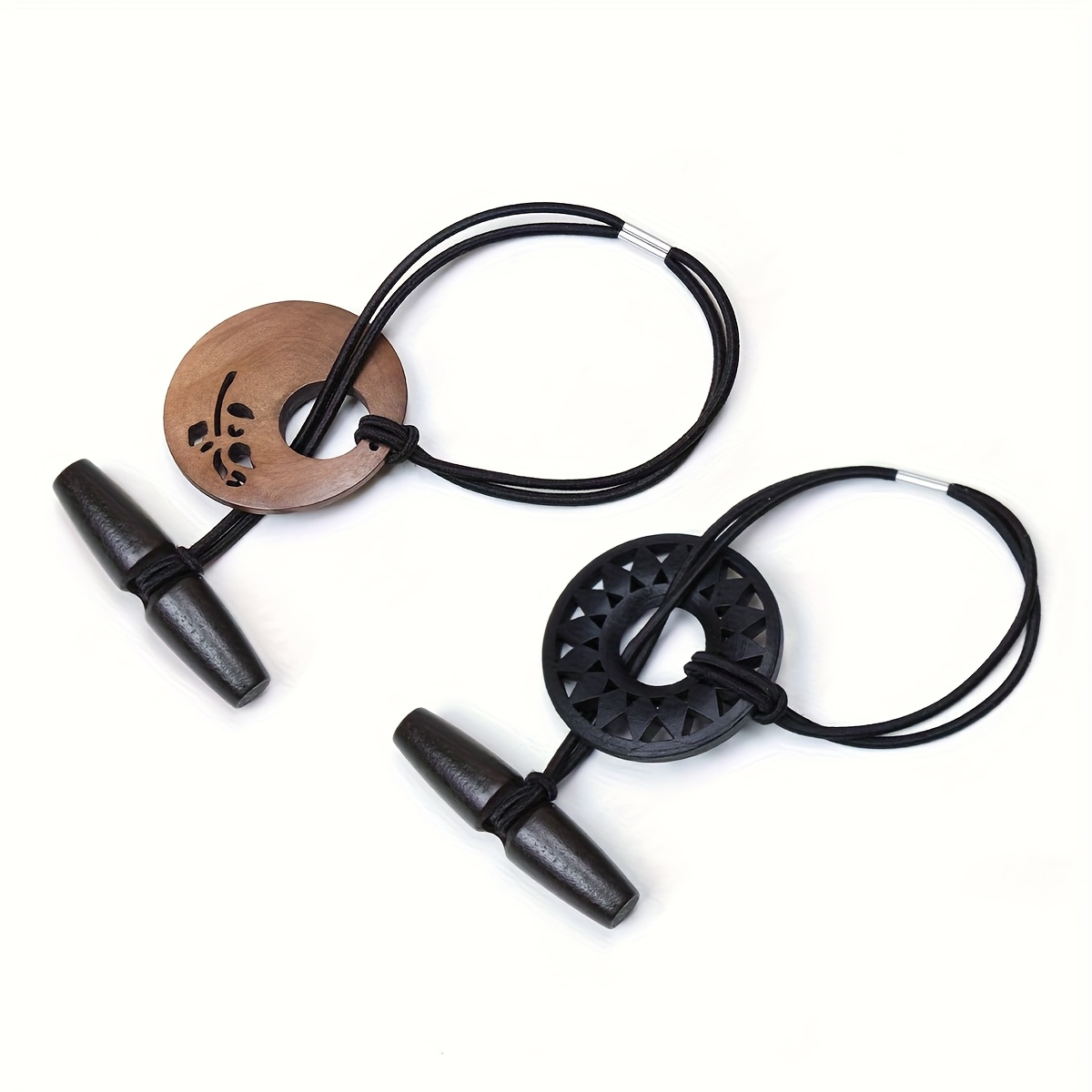 E-shop 2er-Pack Dreadlock Haargummis - Geometrisch geschnitzte Toggle, extra lange elastische Bänder für Dreads und dickes, lockiges Haar