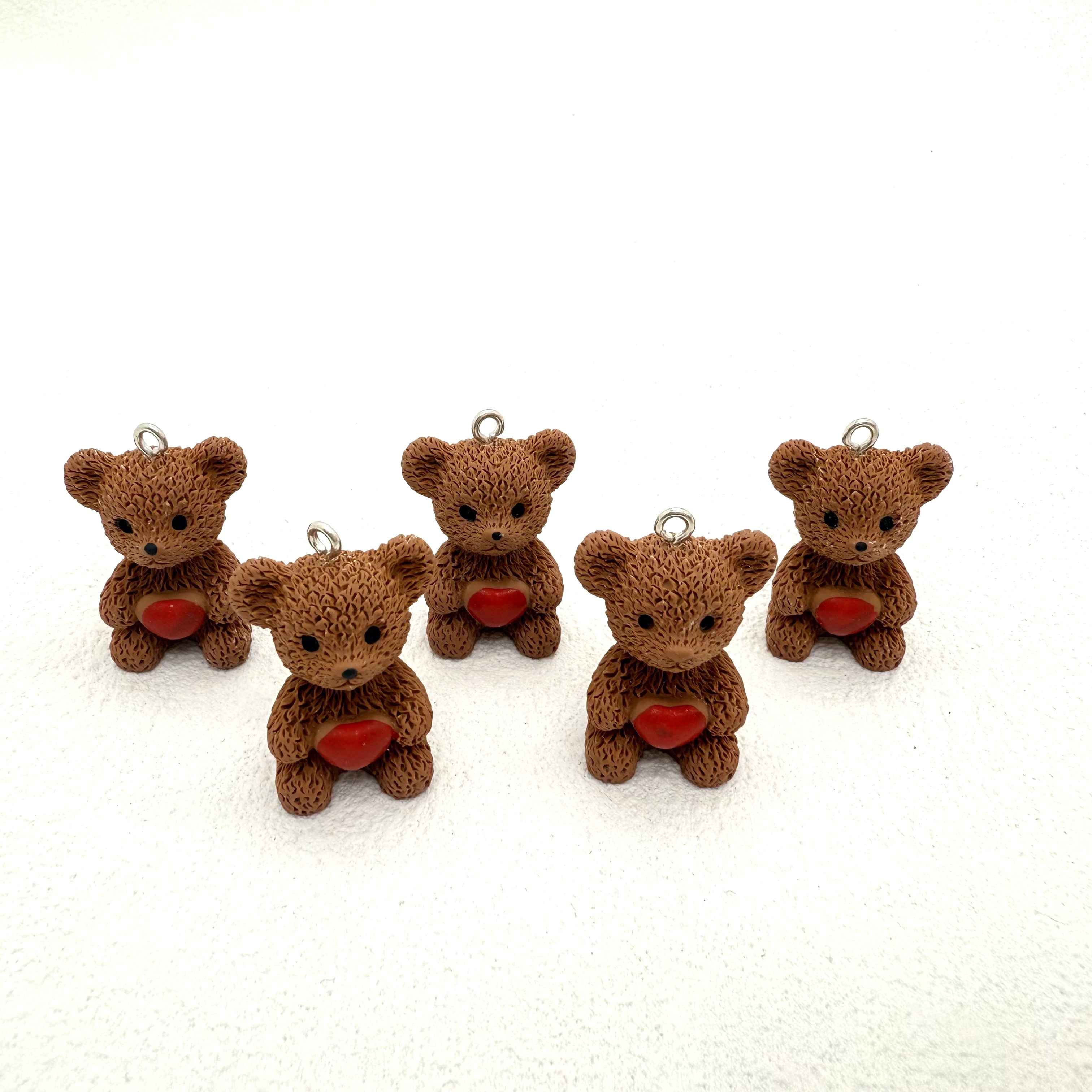

5pcs/10pcs Cute Resin 3d Heart Bear Pendants, Making Charms For Earrings, Necklaces, Bags, And Keychains Accessories
