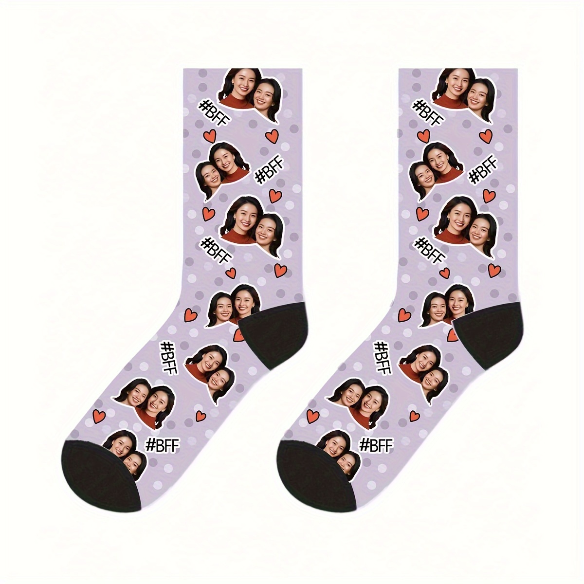 E-shop 1 Paar personalisierte, individuelle Damensocken mit Gesichtsmotiv, Foto-gedruckte Socken mit individuellem Design für schöne Frauen, lustige