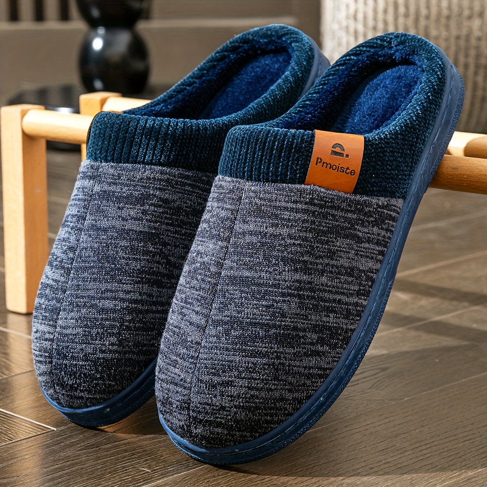 PMOISTE Heren Slip-On Memory Foam Slippers - Warme Winter Binnen/Buiten Huis Schoenen met Ondersteuning & Gevulde Binnenzool, Grote Maat (US 10-14)