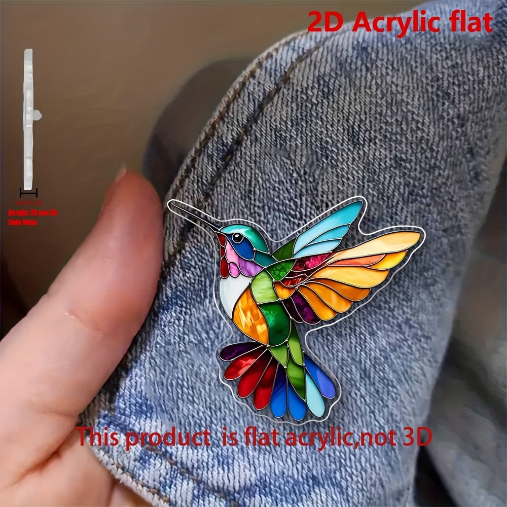 TEMU 2dflat 1 Piece Of Creative Acrylic Brooch, Fashionable And Cute Stained Hummingbird Brooch For Men And Women Suit Brooch, Sweater Scarf Coat Accessories 2dflat