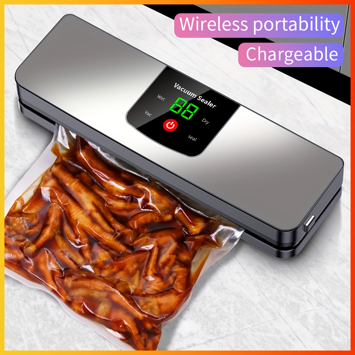 usb   sealer automatic food preservator for wet and dry mode multi function food sealer led display design for travel camping