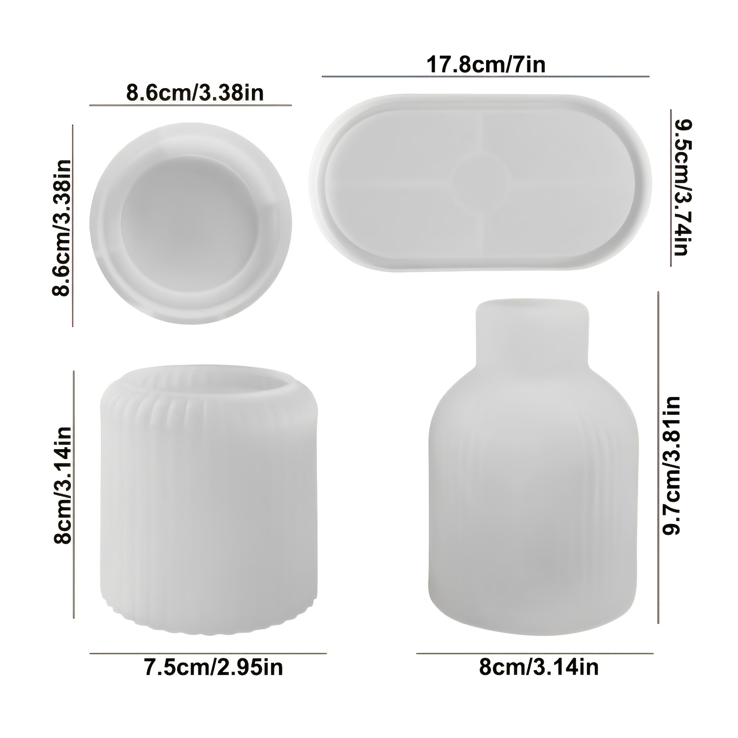 TEMU Set di 3 stampi in silicone, stampi in silicone per candele, stampi multiuso per vasi, stampi creativi per di resina epossidica, artigianato a ,
