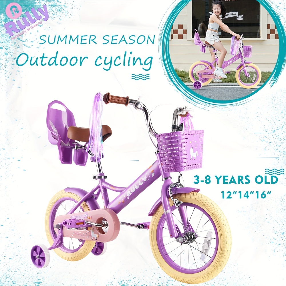 Girls Bike in Deep Purple 12 Wheels Soft Seat Training Wheels Basket Streamers Safe 3 8 Outdoor Summer Fun Bike Accessories