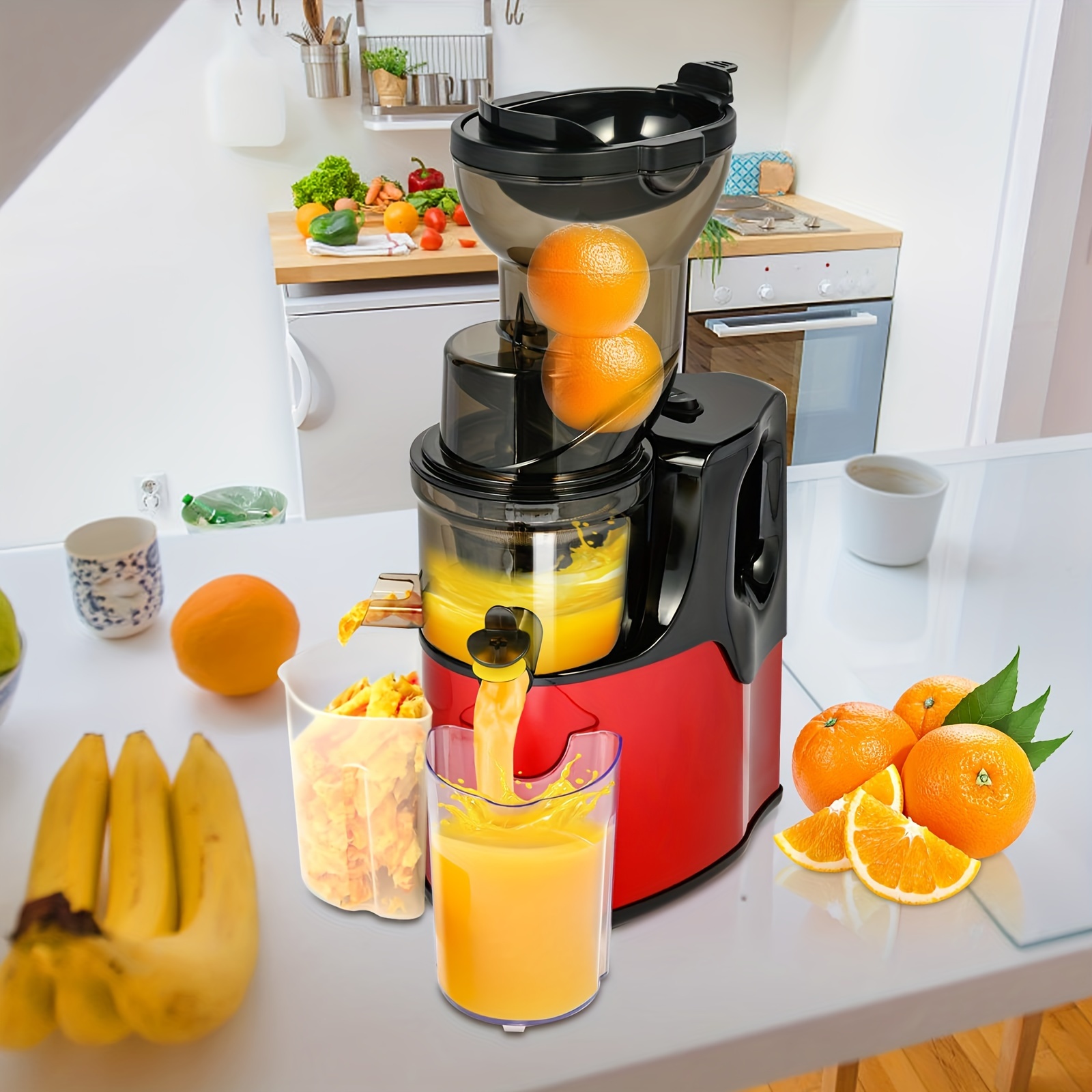 cold press juicer machines 5 inch 127mm slow masticating juicer with large feed chute 250w electric juicer machines vegetable and fruit