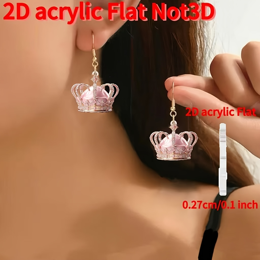 Crown Pattern Acrylic Drop Earrings, Casual Style