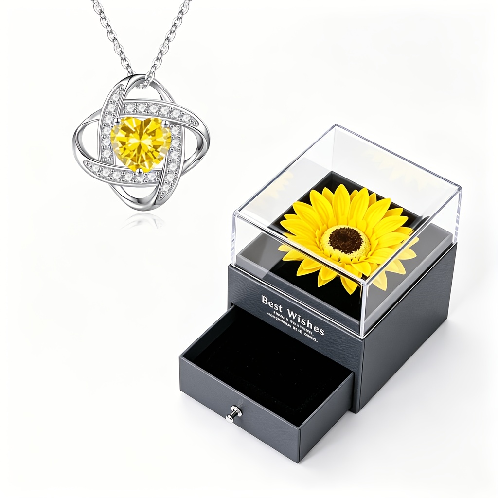 Heart Synthetic Zirconia Pendant Necklace with Gift Box