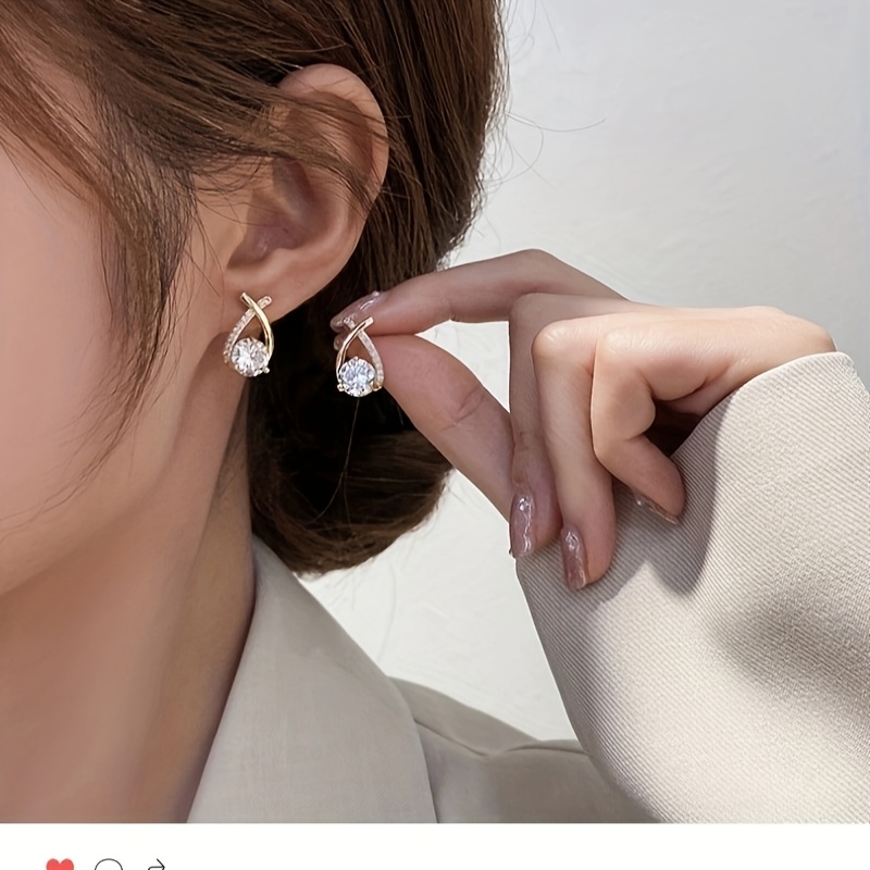 

Elegant & Sexy Zirconia Stud Earrings For Women - Alloy, Or Parties