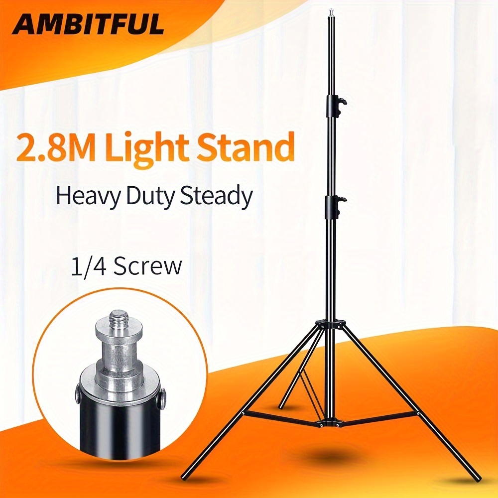 

Heavy Duty Light Stand, 2.8m/9ft, Professional Photography Tripod, For Studio Softbox, Photo Flash, Video Lighting, With 1/4 Screw, Steady Support, Collapsible Design, Adjustable Height