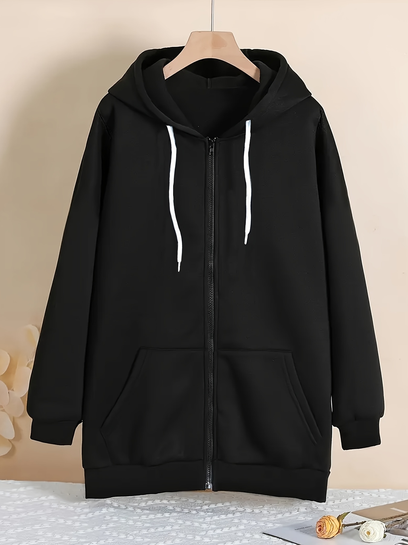 トップス theredthread S w zip hoodie long black THEREDTHREAD / ザレッドスレッド】S w zip hoodie long