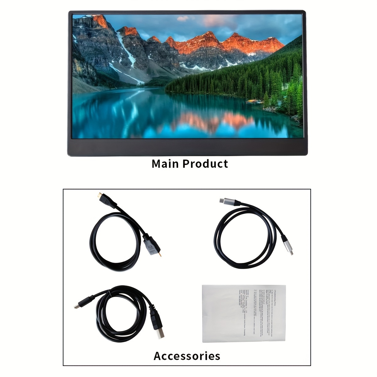 E-shop 15,6" Tragbarer HD-Display mit 1920x1080P IPS-Bildschirm und 60Hz Bildwiederholrate, Mit Dual-Type-C und Mini-HD-Schnittstellen - Kompatibler