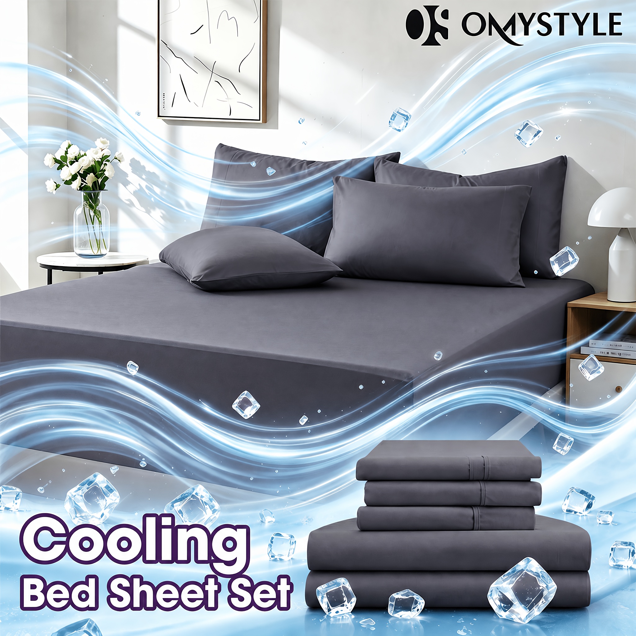 3 5pcs cooling bamboo sheet set   and breathable deep pocket double stitching   fit for   fitted sheet and pillowcases hotel quality   sheet included