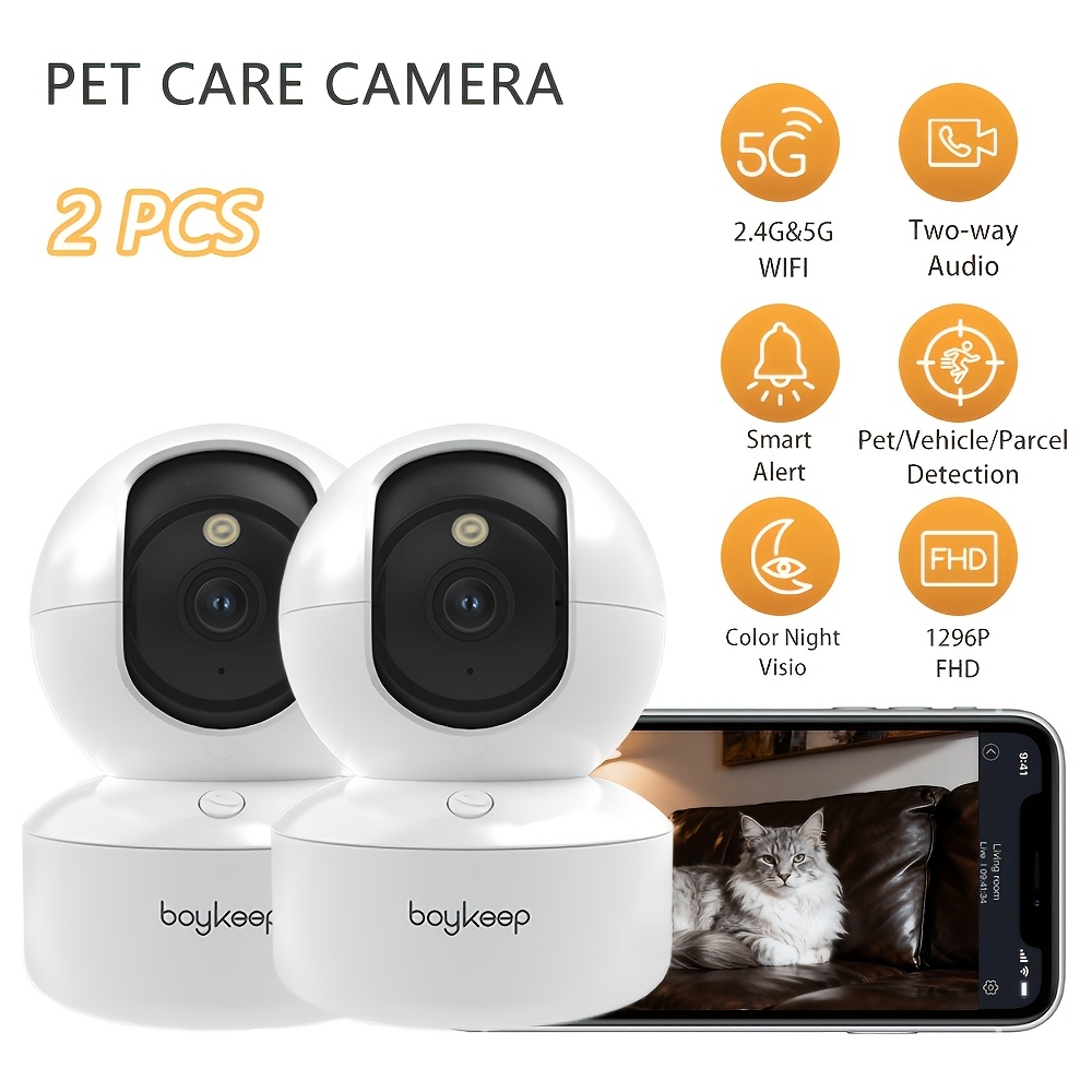 TEMU 2pcs Boykeep Camera, Cameras Security Wireless With 5g/2.4ghz Wifi, Supporting Vision Modes: Infrared, Intelligent, Support Full Duplex Intercom
