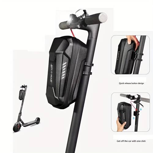 scooter handlebar bag waterproof hard shell front storage bag for electric scooter bike e bike large capacity pouch for commuter accessories quick release handlebar bag for commuting travel outdoor riding