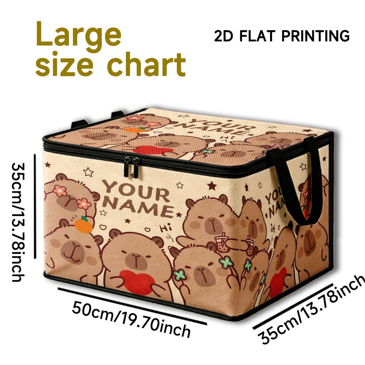 TEMU 1pc Cute Capybara Storage Box With Customizable Name, Personalize Or Item Names. Ideal For Under-bed Storage, Closet Organization, Laundry Room,