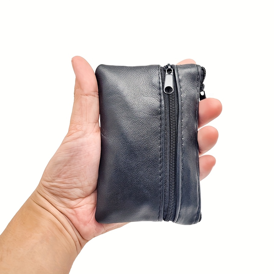 Image of A Genuine Leather Coin Purse, A Soft Sheepskin Coin Purse With 3 Zippers, A Public Transportation Card Holder, And A Key Holder