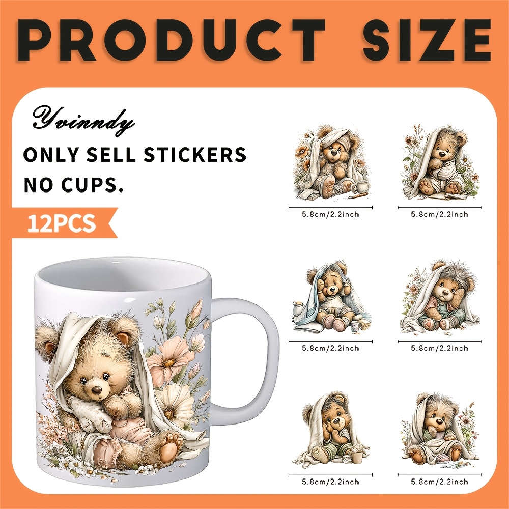 TEMU 12pcs Uv Dtf Transfer Paper Suitable For Diy Crafts - & Floral Iron- Vinyl Sheets, Suitable For Decorating Cups, Bottles, Jars, Glassware, Mugs,