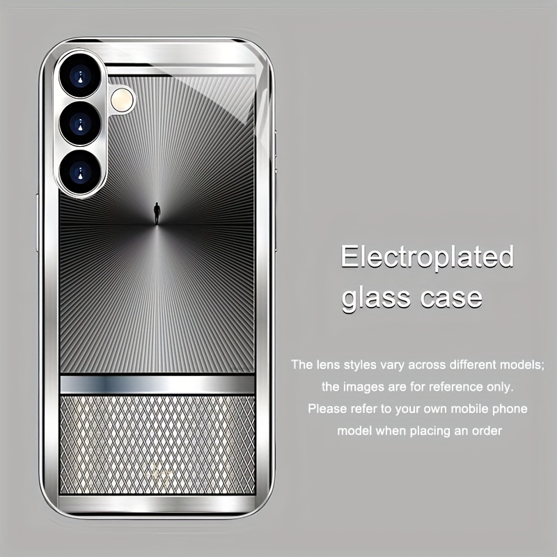 TEMU Phone Case - Silhouette Pattern Electroplated Silver Phone Case For Galaxy S25/s24/s23/s22/s21/s20/note