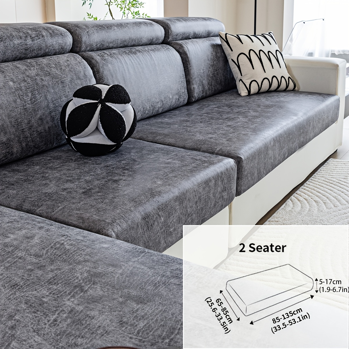 TEMU de sofá de 1 pieza de tela de piel sintética, para todas , para decoración de y dormitorio, disponible en varios tamaños y colores, de material
