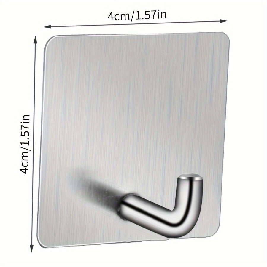5pcs Stainless Steel Adhesive Hooks, Strong No-drill Wall Hooks For Bathroom, Kitchen, Door, Heavy Duty Towel Coat Hooks, Utility Hooks
