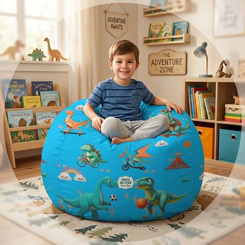 large soft dinosaur cover durable washable stuffed animal storage bean bag cover with zipper and handle toy organizer for kids room fun and for boys and girls