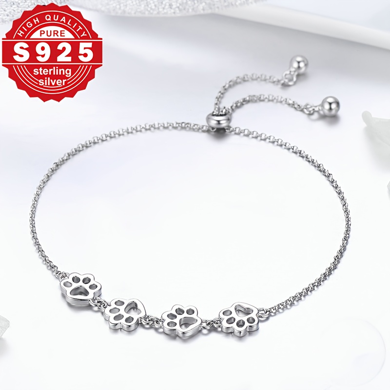 s925 Pure Silver Bracelet with Sweet Footprint Design