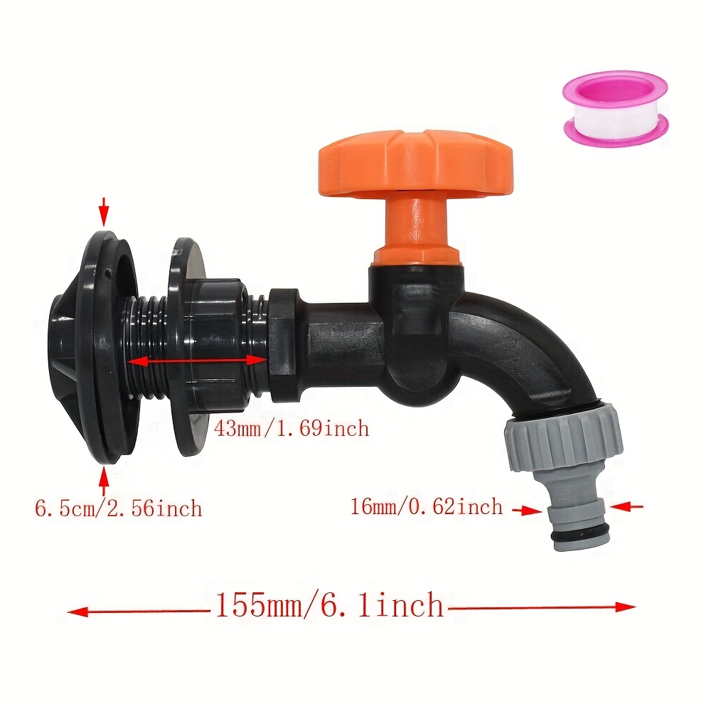 Image of 1 Set Of 1/2 Inch Pvc Partition Water Tank Quick Connect Faucet, Rain Bucket Rotating Ball Valve Faucet, Used For Loose Fittings Of Rain Bucket Aquarium