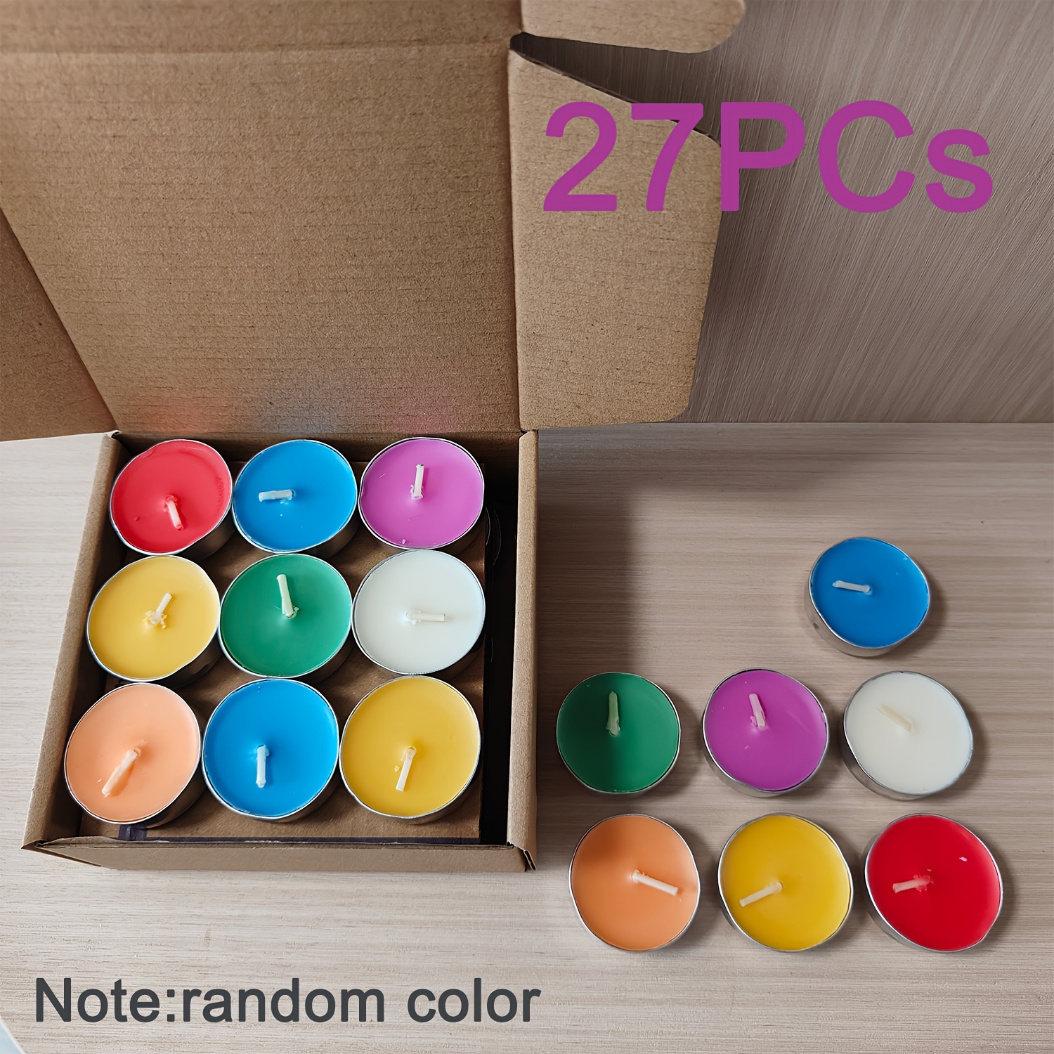 Image of 12/27/112pcs Wax Tealight Candles, Colors(random Color), Tealight Candles, Unscented Smokeless Tea Lights For , Weddings, Christmas, Home Decorative, For
