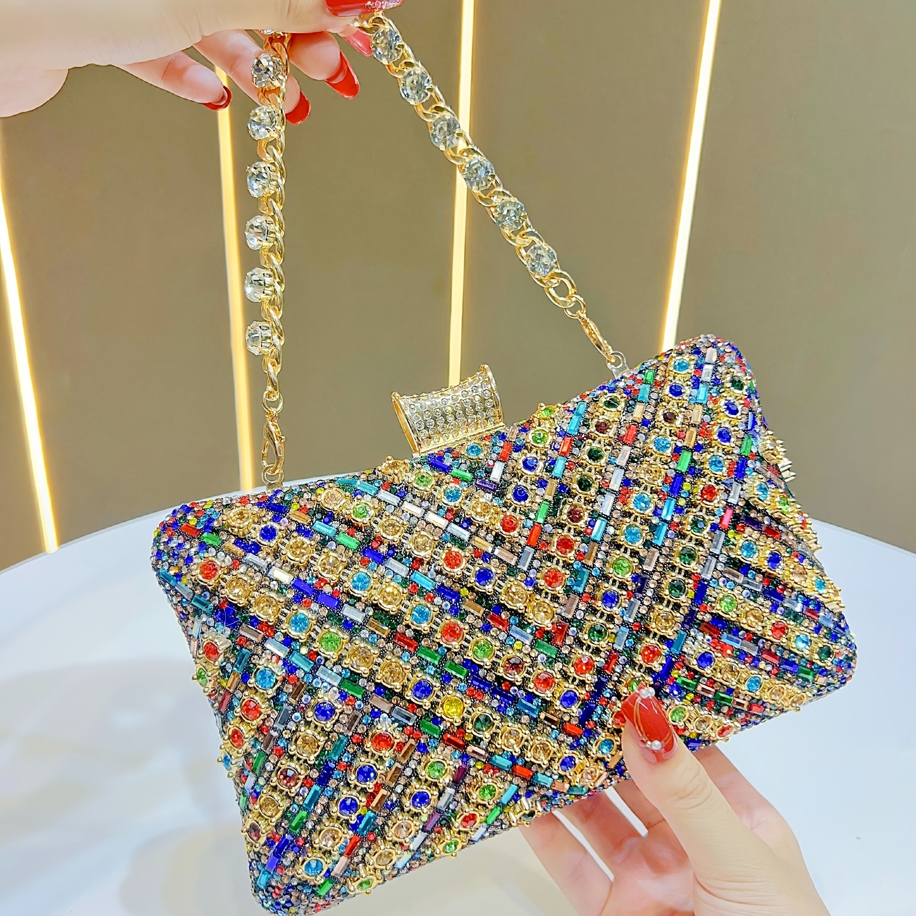TOFBS Pochette Strass Femme – Sac Bandoulière Nœud Élégant Grande Capacité Pour Soirée Mariage Fête