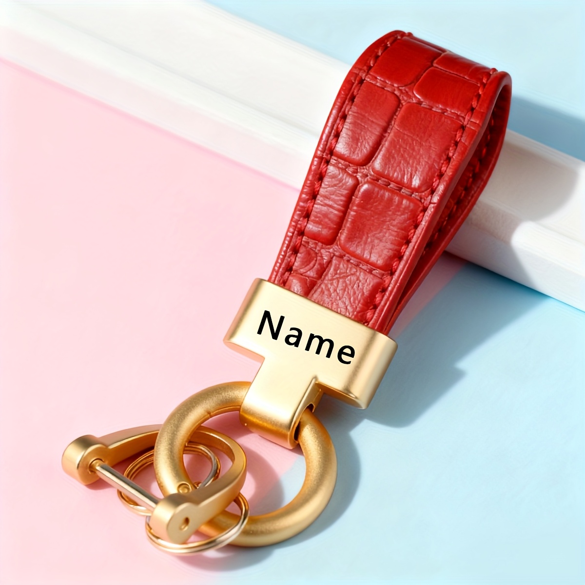 TEMU Portachiavi in PU Metallo Personalizzato con , Accessori Portachiavi per Auto, , Regali