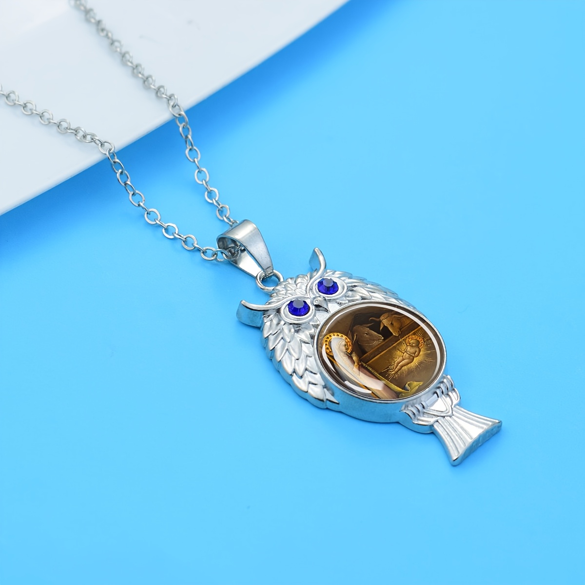 Owl Pendant Necklace, Nativity Theme Spiritual Gift