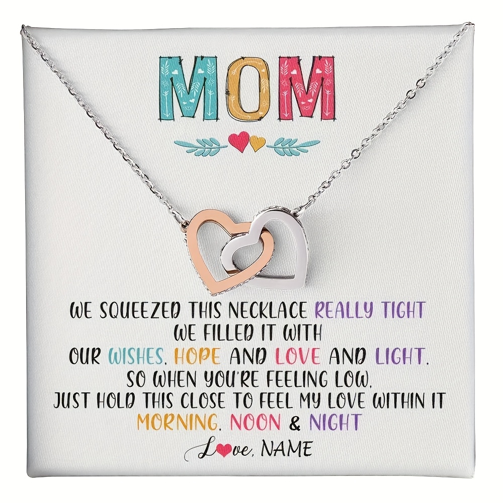 Personalized Necklace for Mom, Customized Message Card