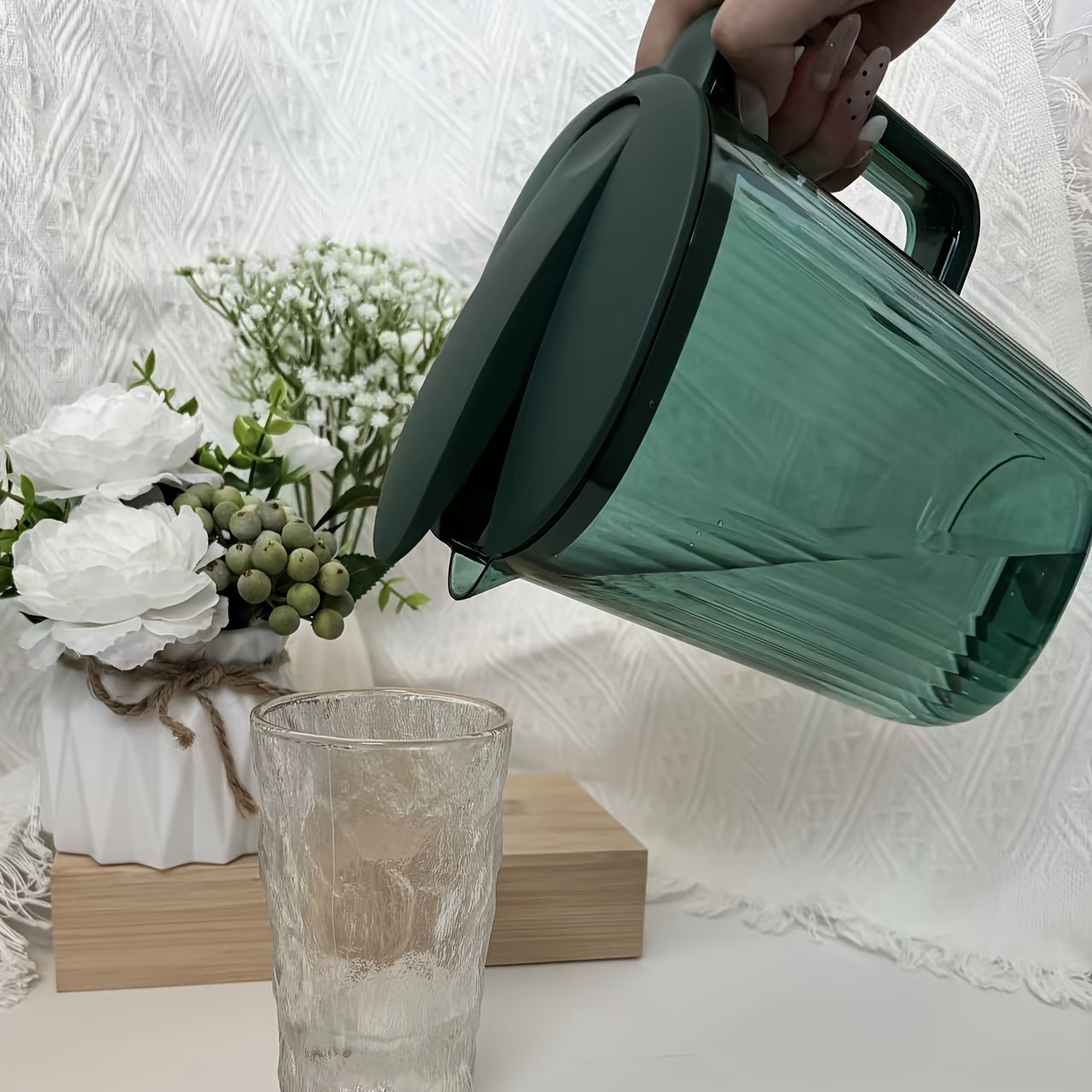 ROMISBABA 2 Stück Kühlschrankkrüge - 1 Liter Kunststoff, Mit Deckel, Für Getränke